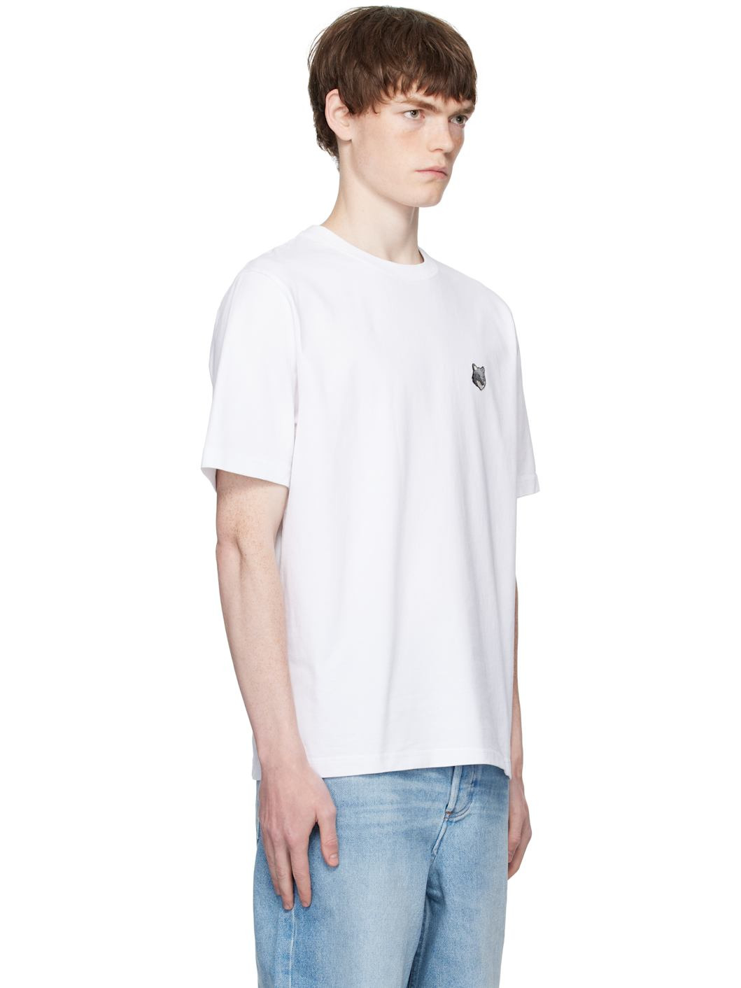 White Bold Fox Head Patch Oversize T-shirt - 2