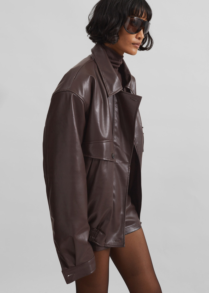 Belmont Faux Leather Jacket - Brown 10