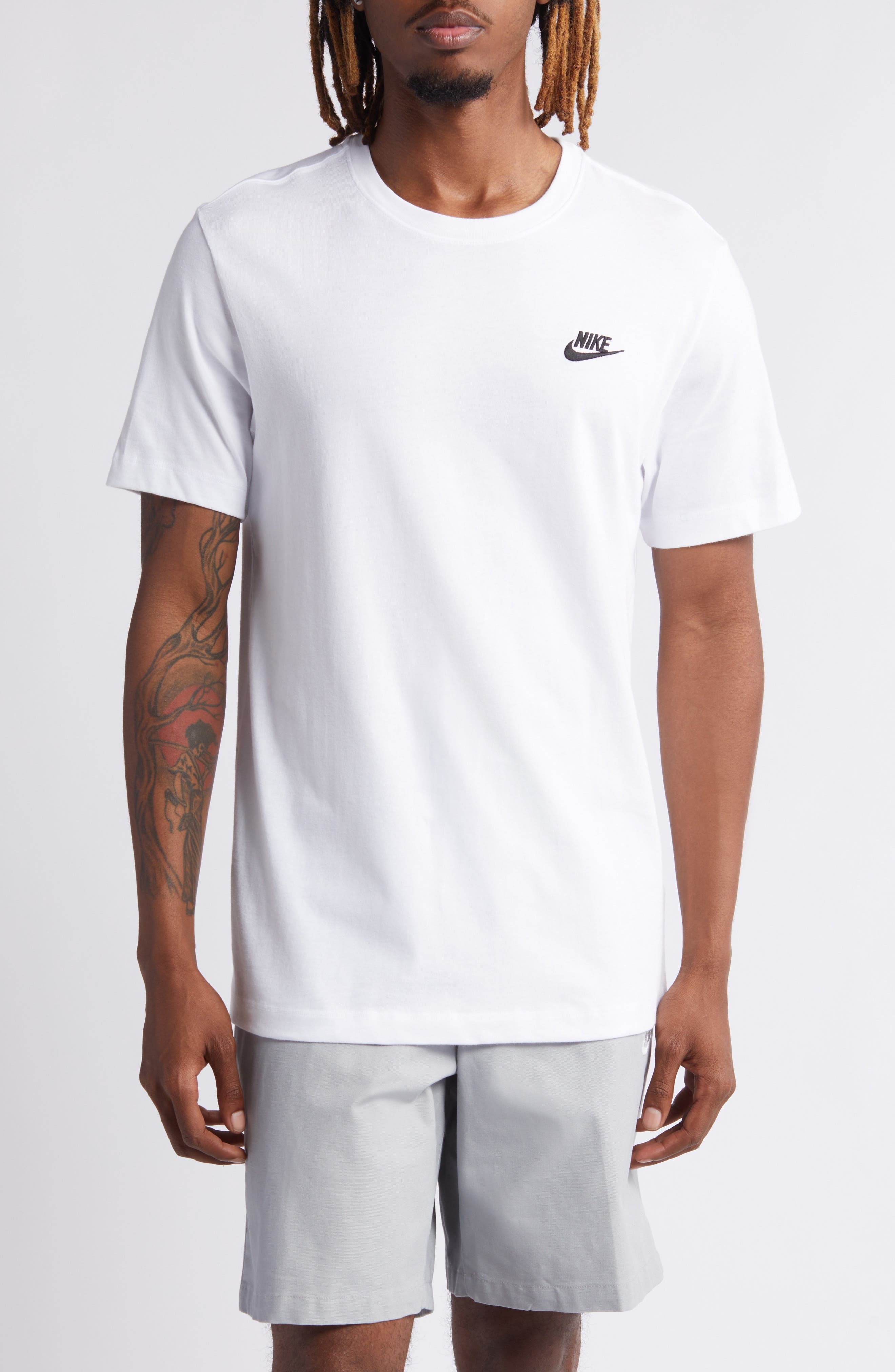 Nike Sportswear Club Crew Neck T-Shirt in White/black at Nordstrom - 1