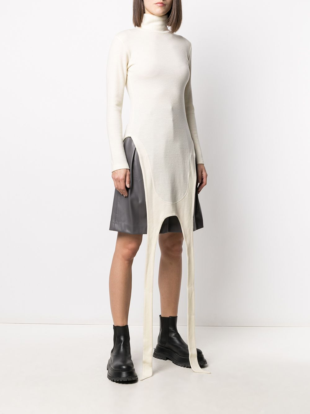 apron jersey roll neck top - 3