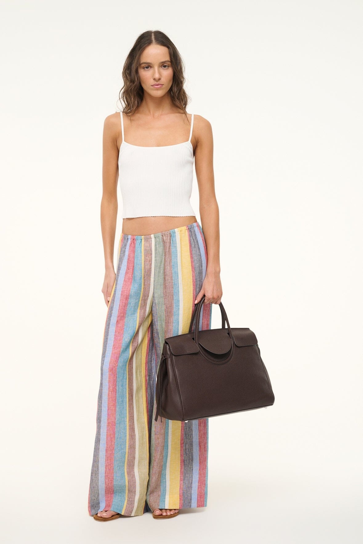 STAUD BONFIRE LINEN PANT MARKET STRIPE - 4