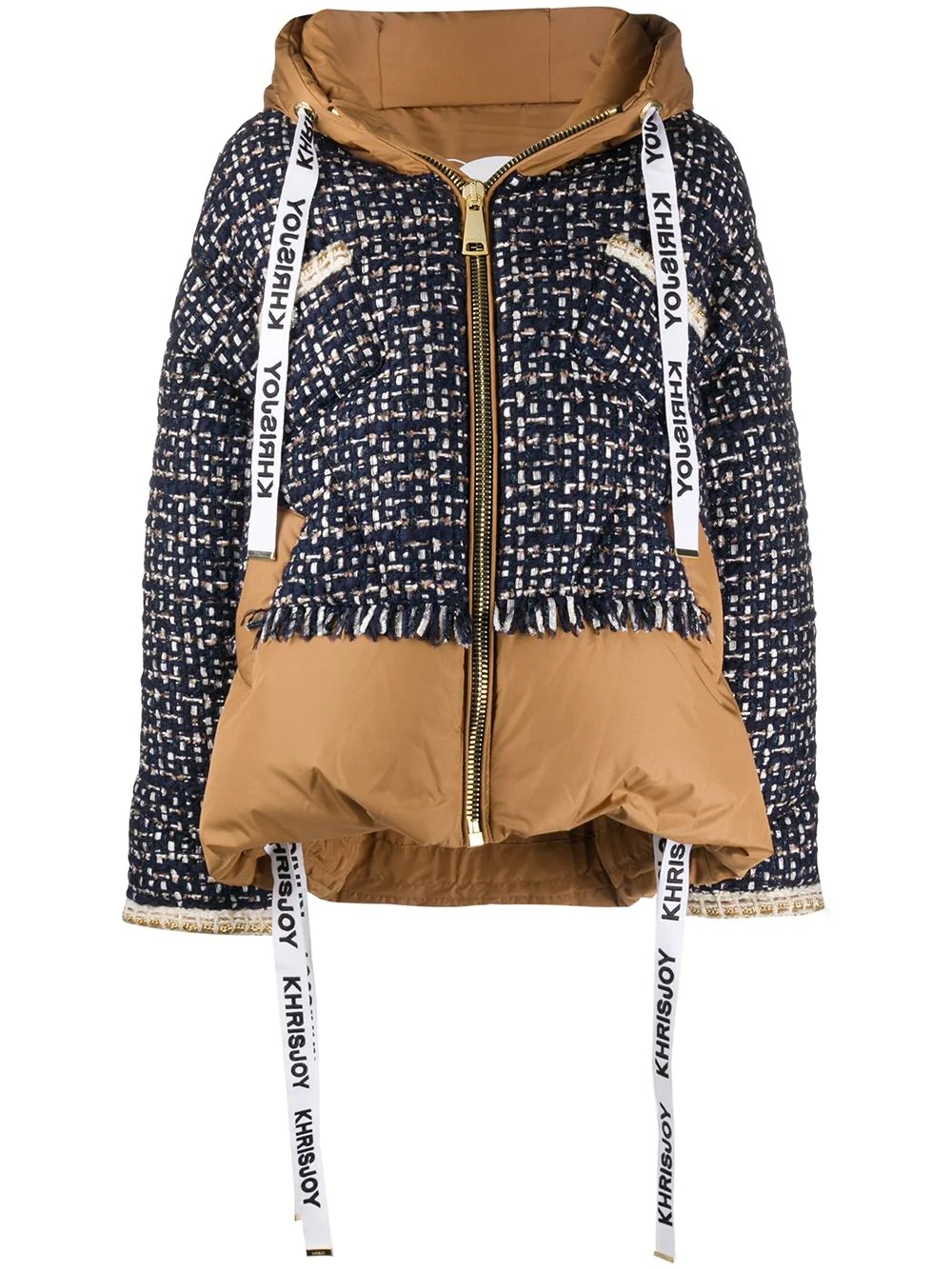 tweed-panel puffer jacket - 1