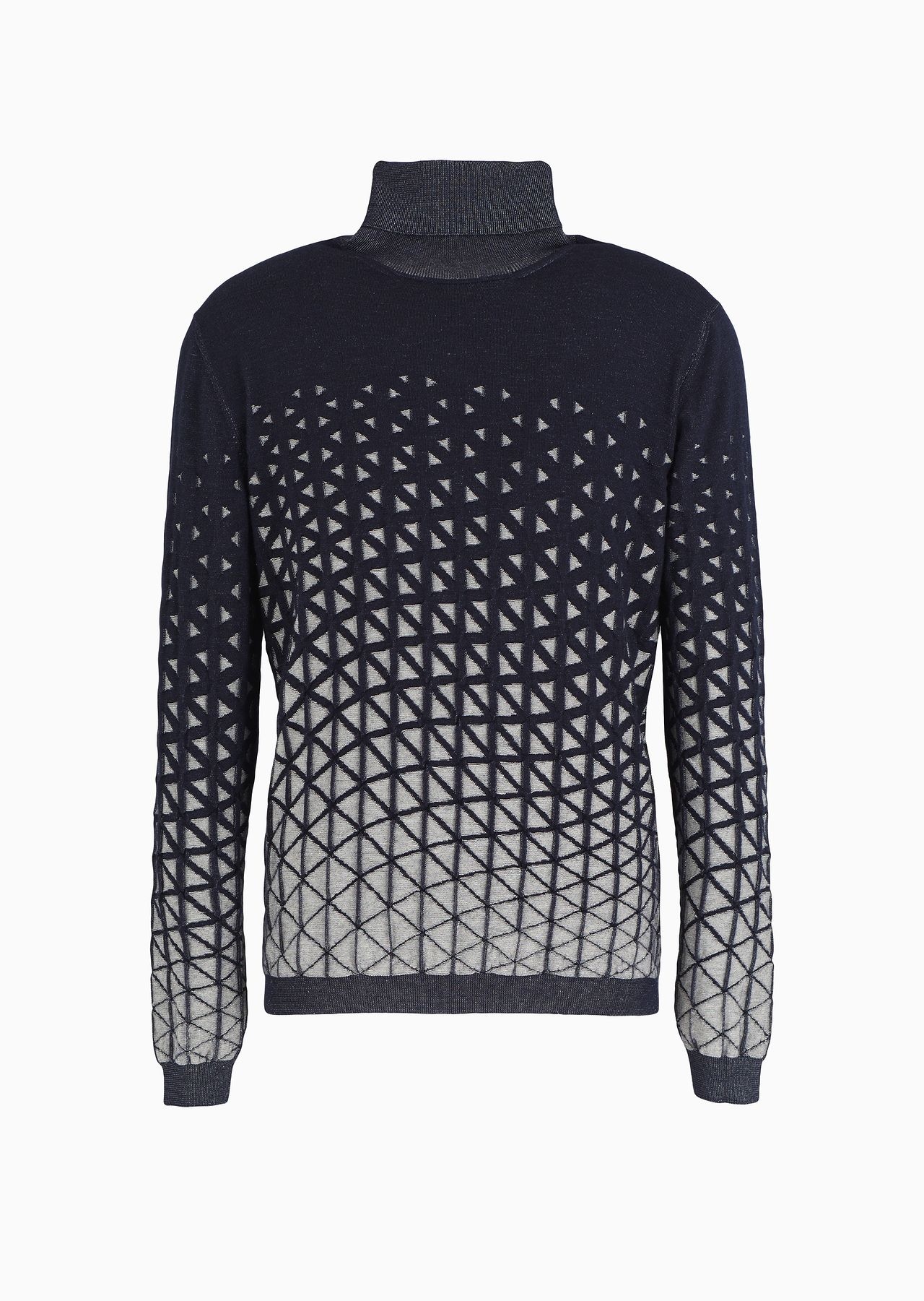 Plated jacquard wool and viscose rollneck jumper - 1