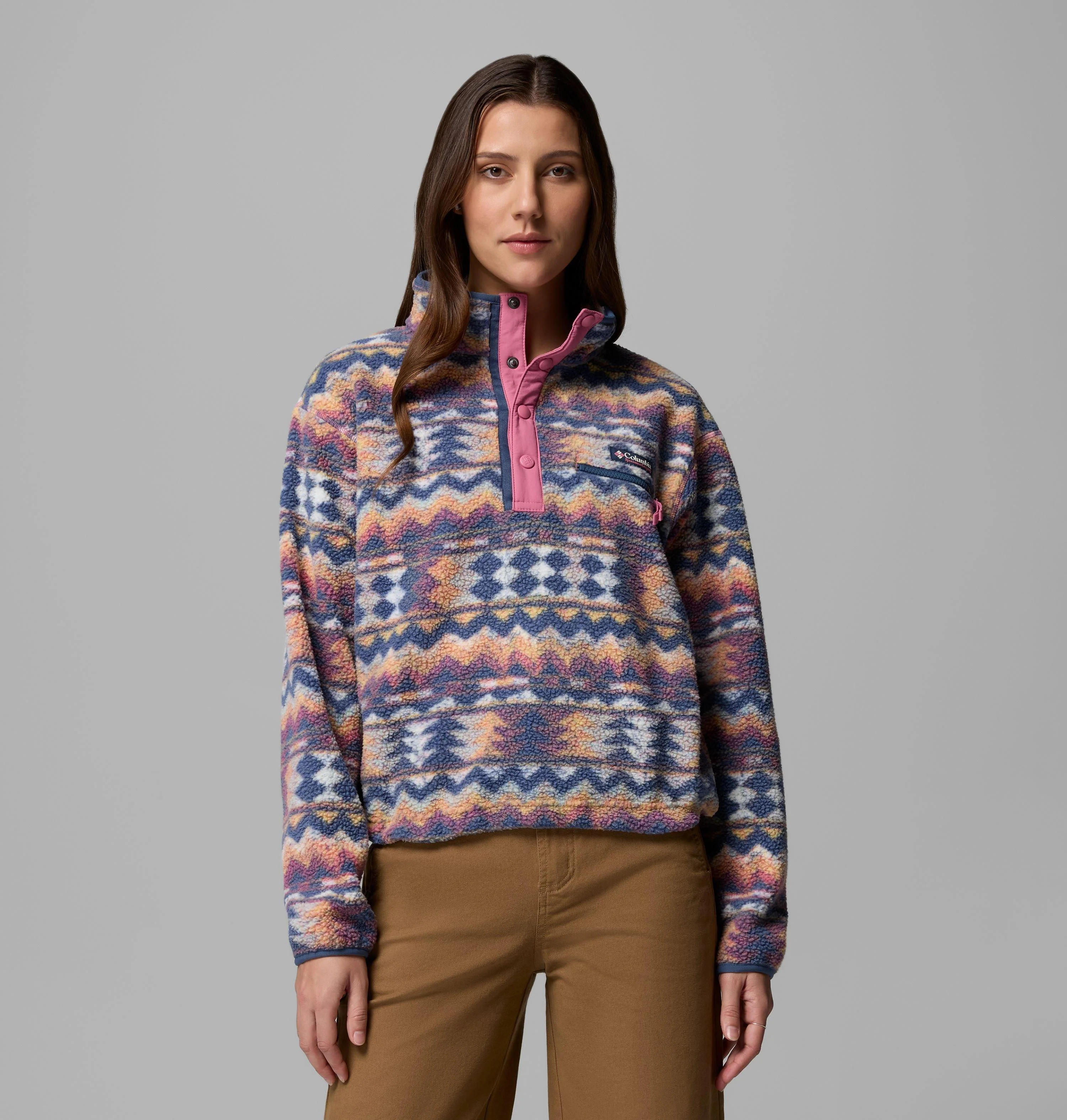 Women's Helvetia II Printed Cropped Half Snap Fleece Pullover - 1
