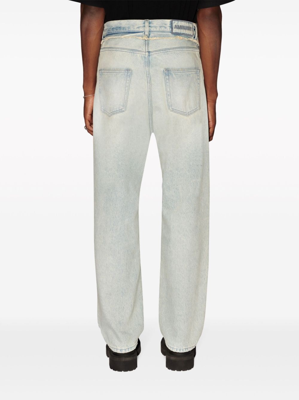 frayed straight-leg jeans - 4