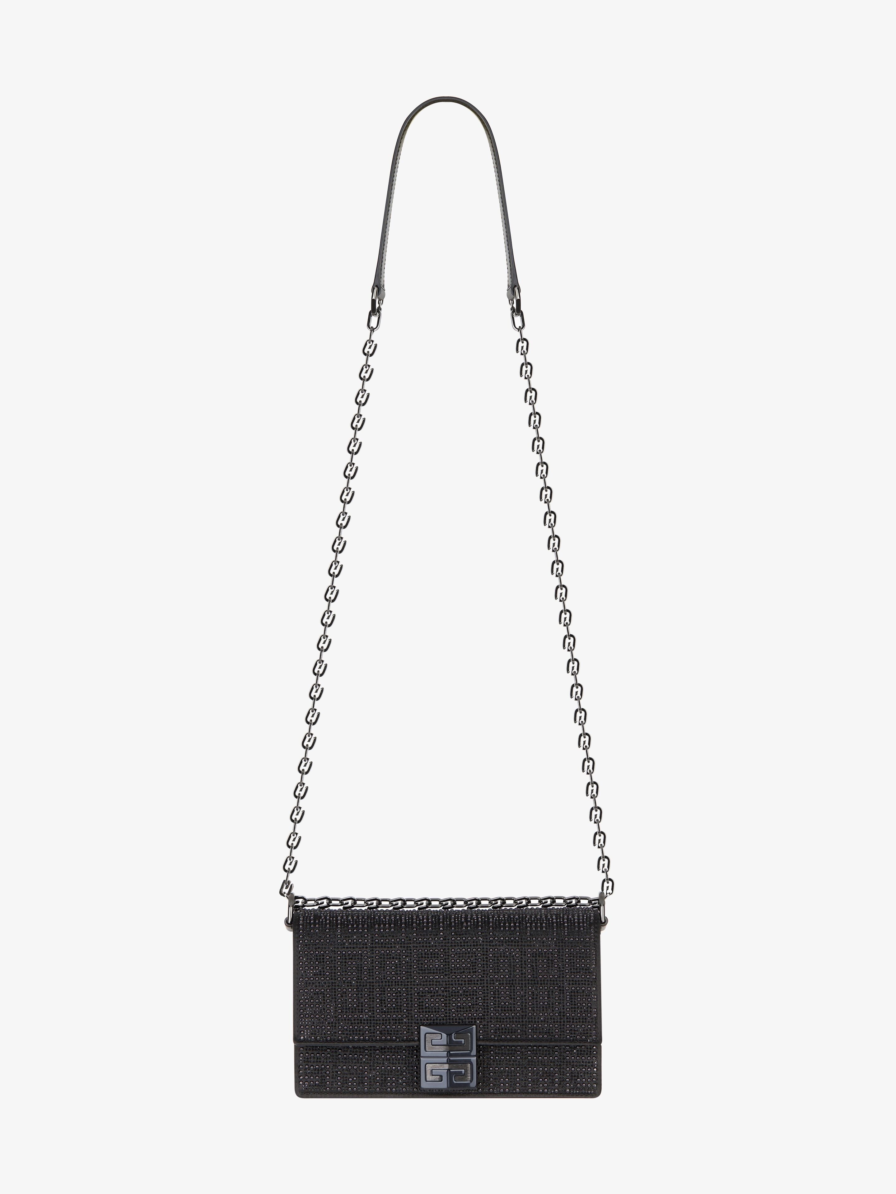 SMALL 4G BAG IN SATIN WITH 4G STUDS, STRASS AND CHAIN - 2