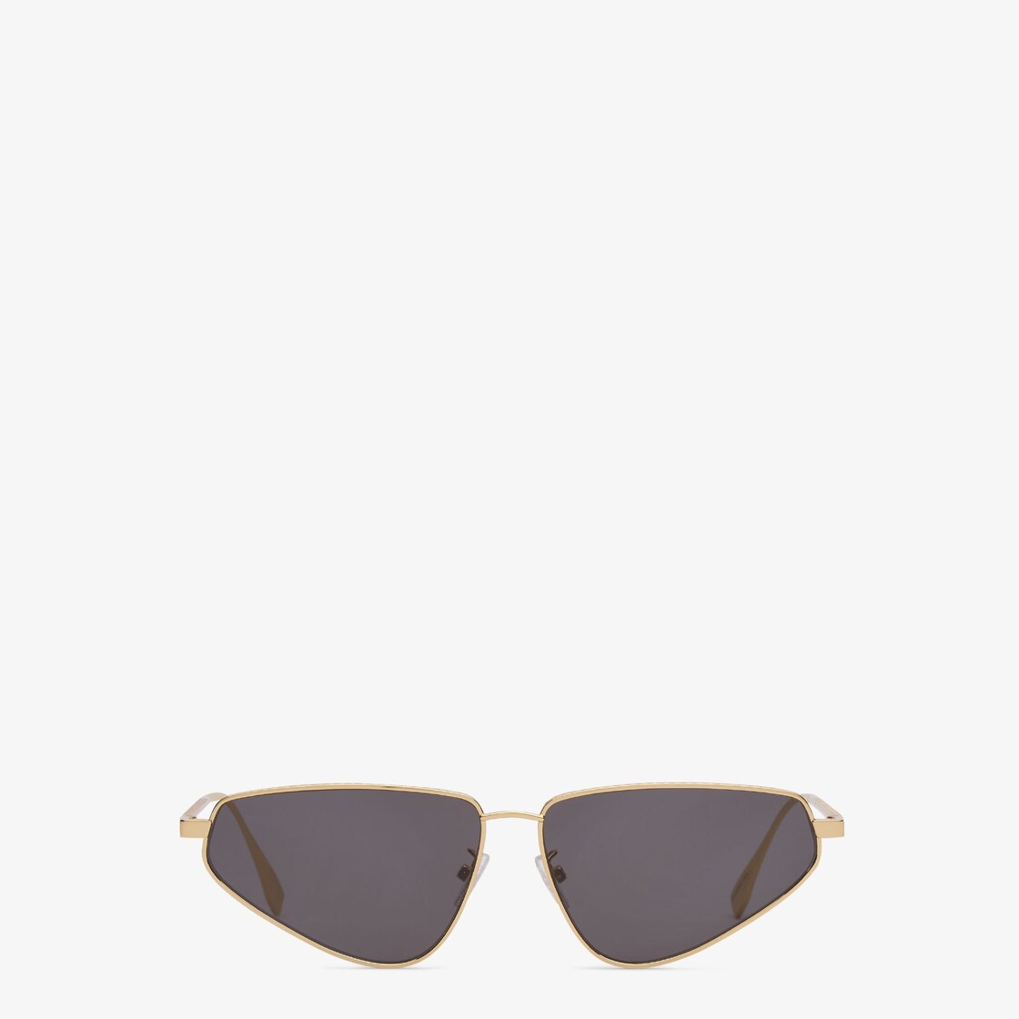 Cat-eye FF sunglasses in gold-colored metal with FF motif engraved on the front and temples. Gray le - 1