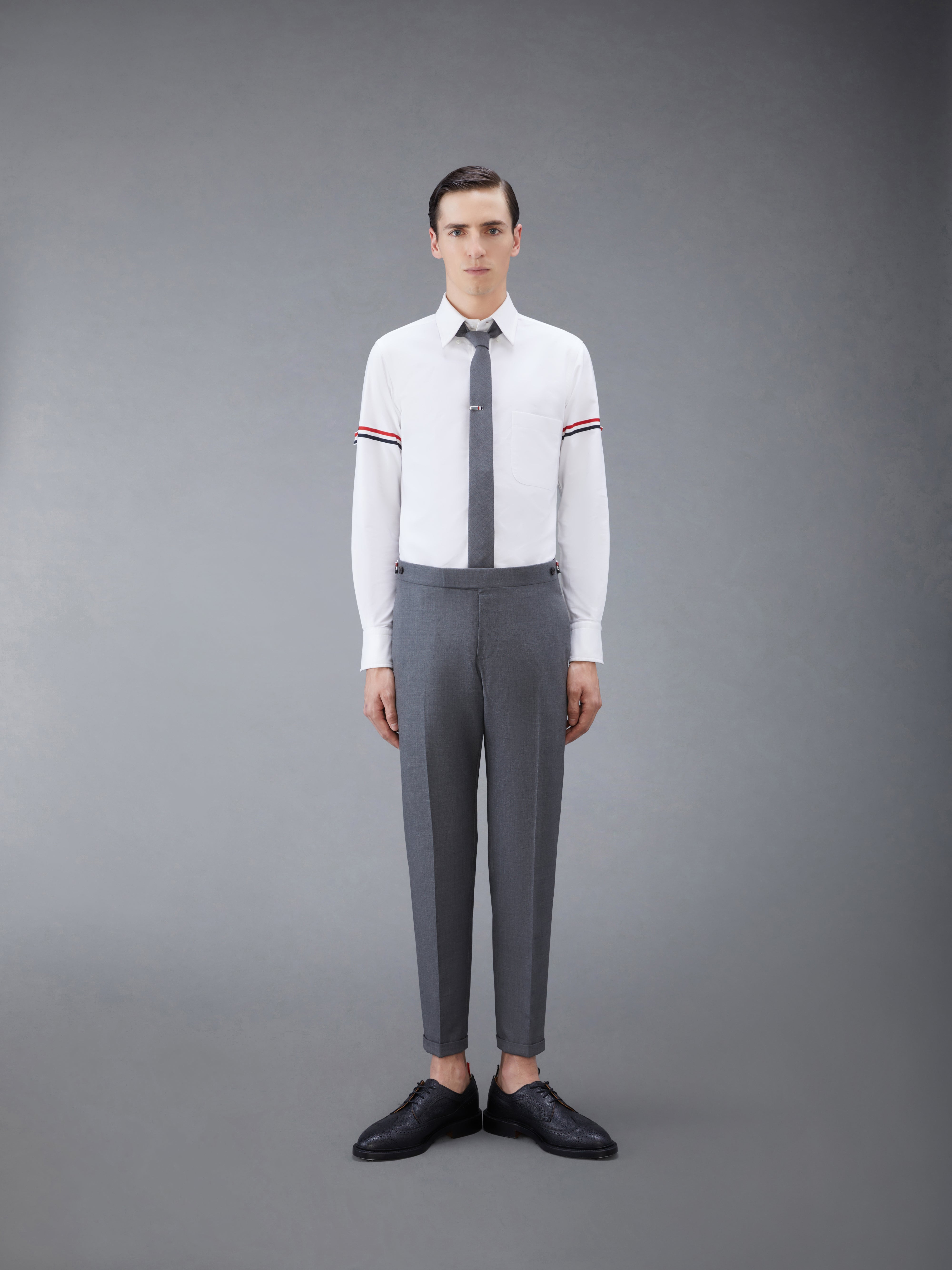 WHITE OXFORD STRIPED GROSGRAIN ARMBAND CLASSIC SHIRT - 4