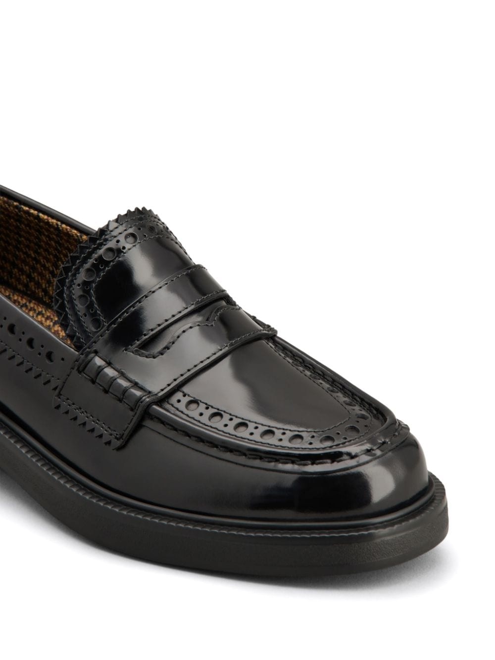 brogue-trim leather loafers - 5