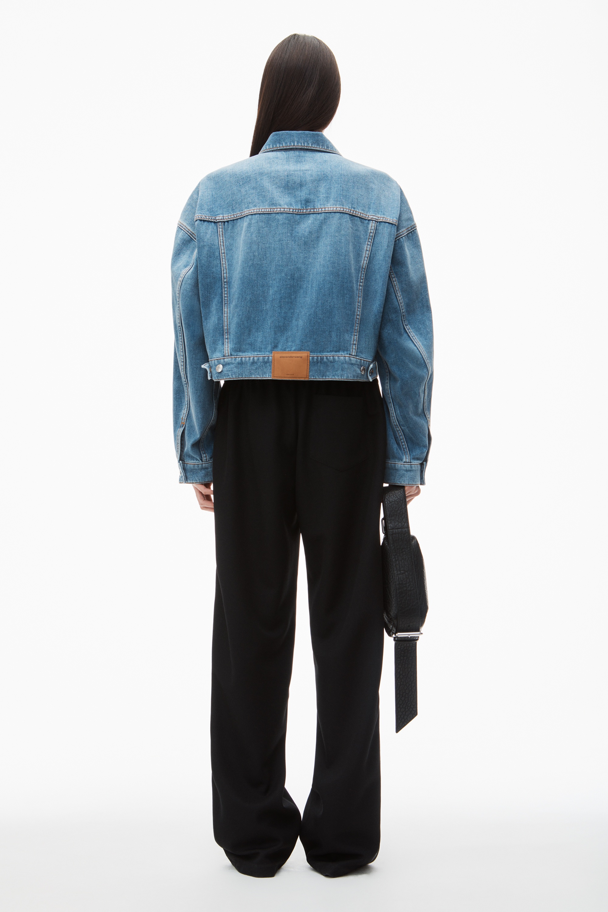 oversized trucker jacket in washed denim - 4