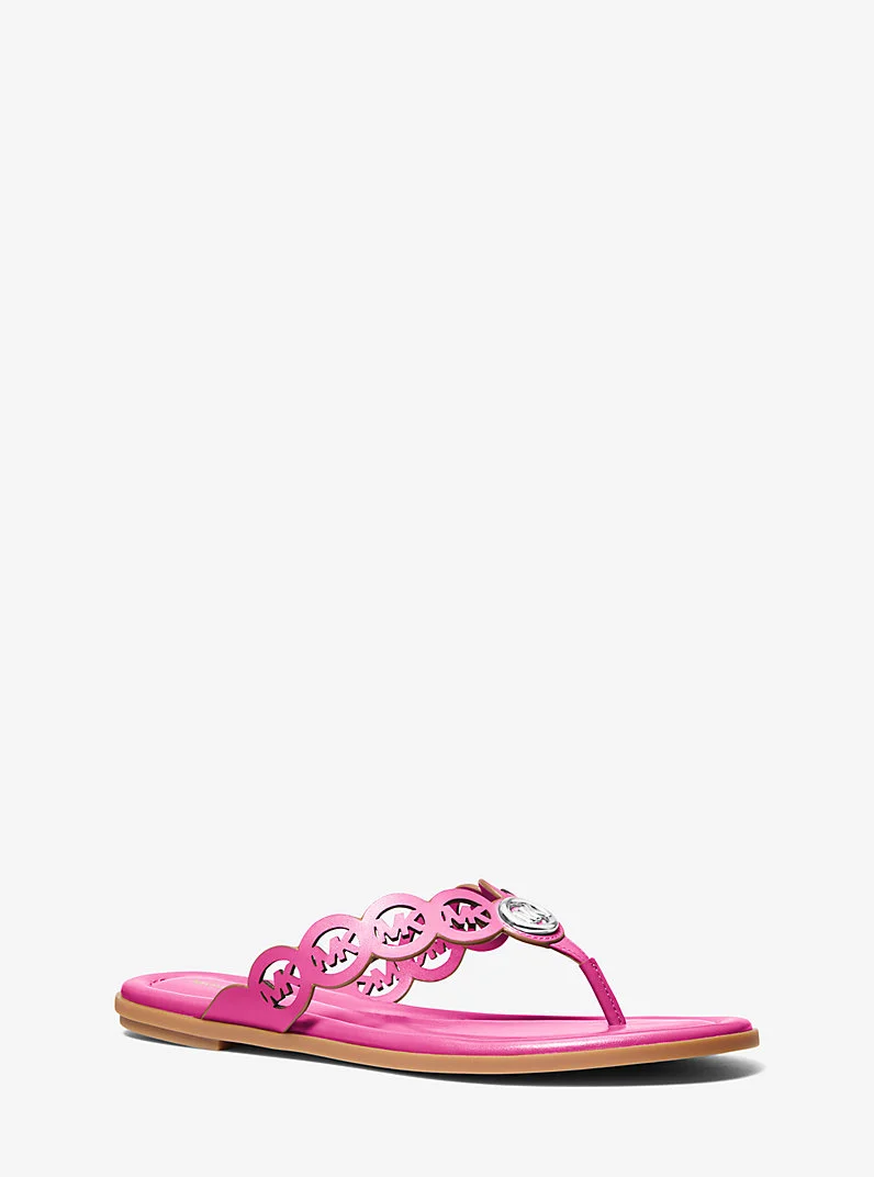 Janie Perforated Logo Leather Sandal - 1
