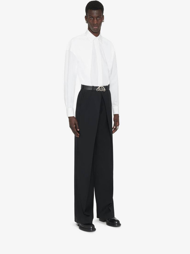 Men's Deep Pleat Tailored Trousers in Black 3