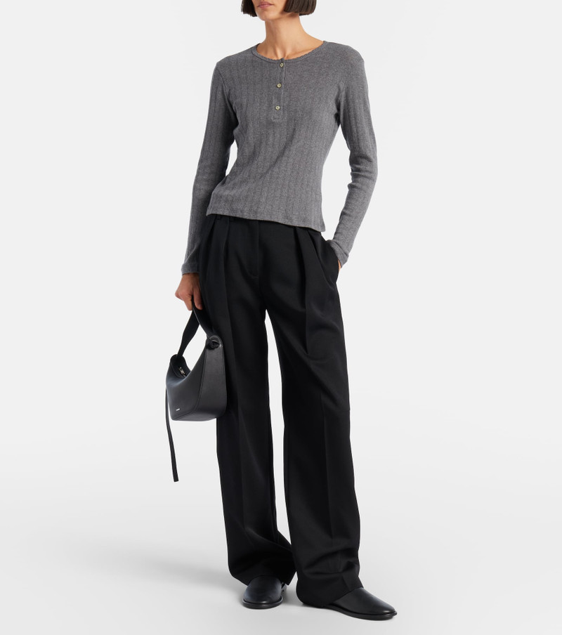 LESET Pointelle cotton Henley shirt outlook