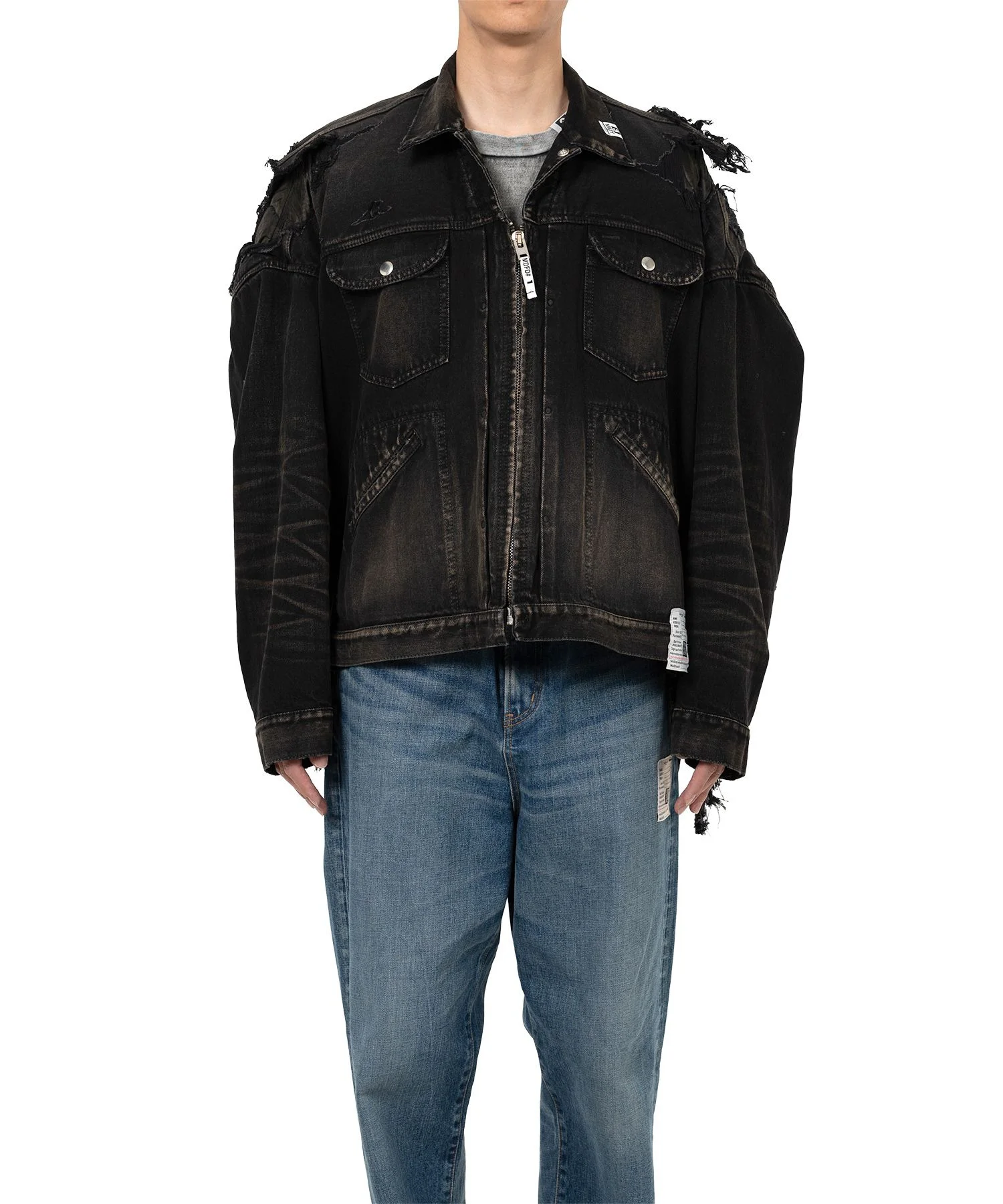 Military Jacket Layered Denim Jacket - 1