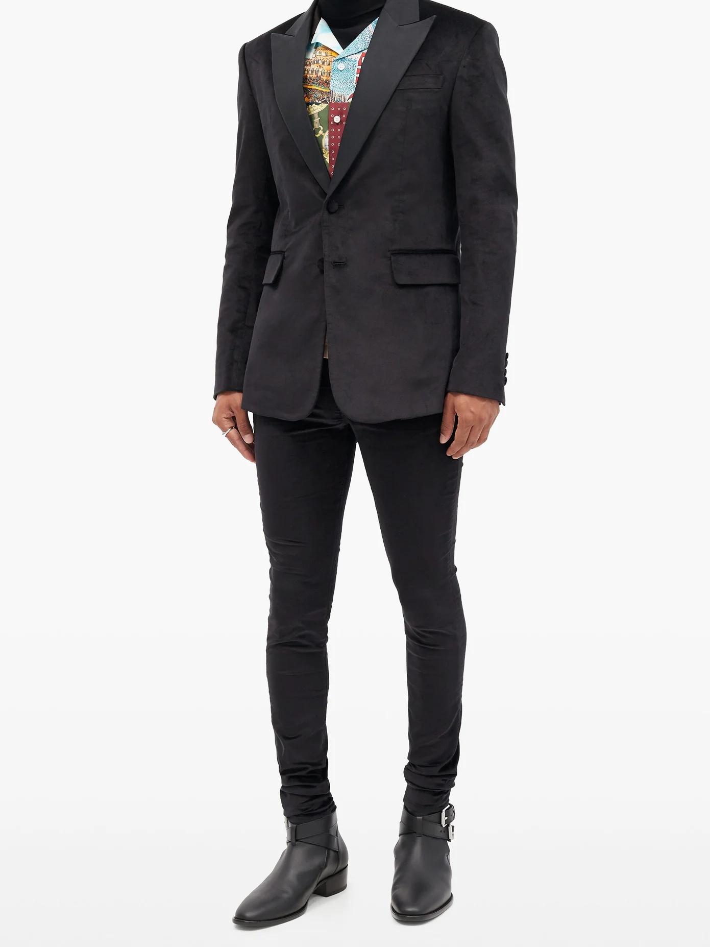 Silk peak-lapel single-breasted velvet jacket - 6