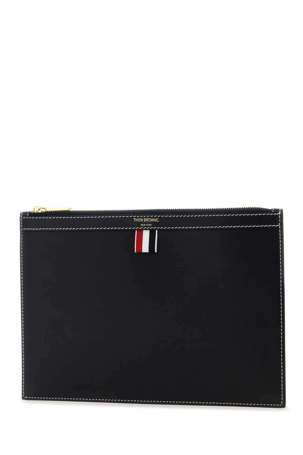 Thom Browne Men Midnight Blue Leather Document Case - 2