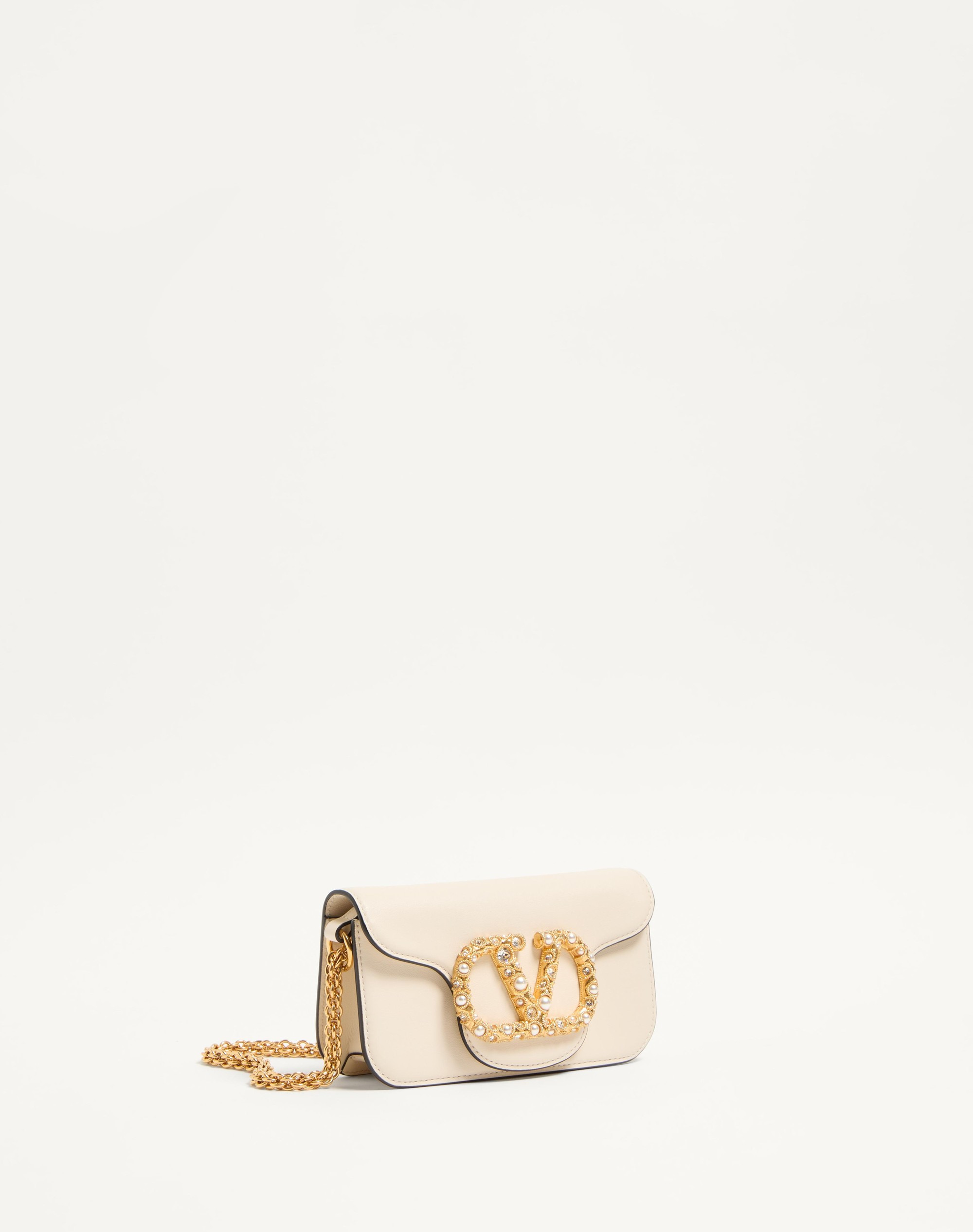 VALENTINO GARAVANI LOCÒ SMALL SHOULDER BAG IN CALFSKIN WITH JEWEL LOGO - 3