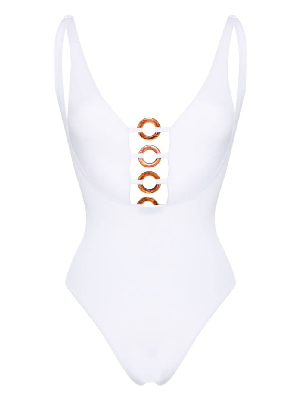 Rings logo-engraved swimsuit - 2