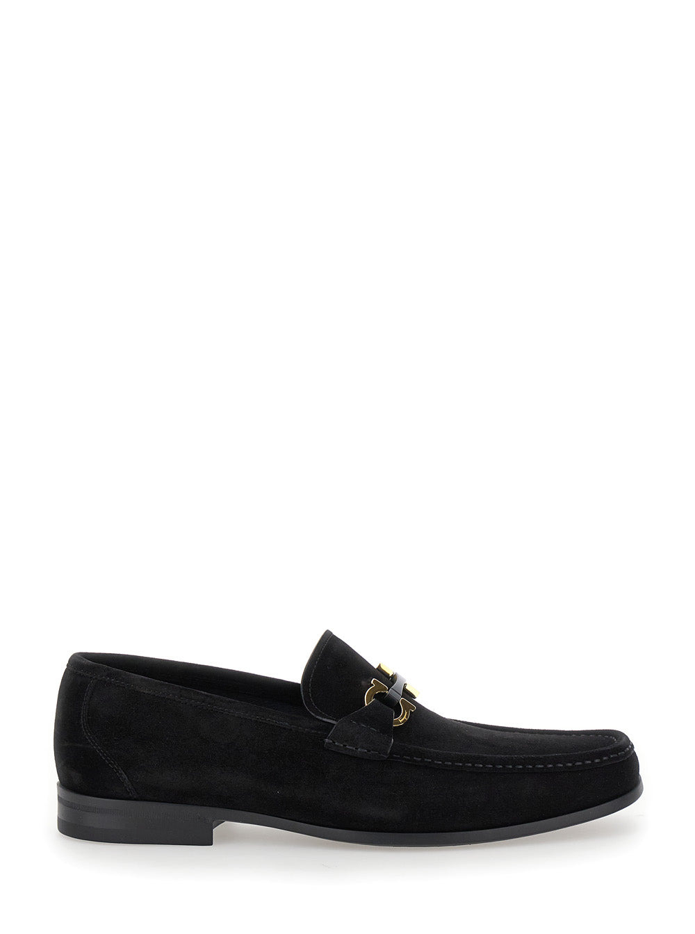 Ferragamo Men 'Grandioso 2' Black Loafers With Gancini In Suede Man - 1