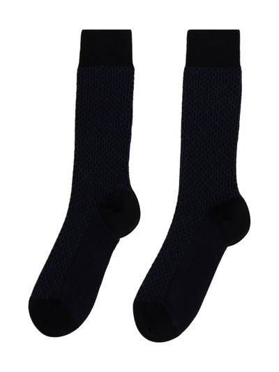 FERRAGAMO Black & Navy Medium Gancini Socks outlook
