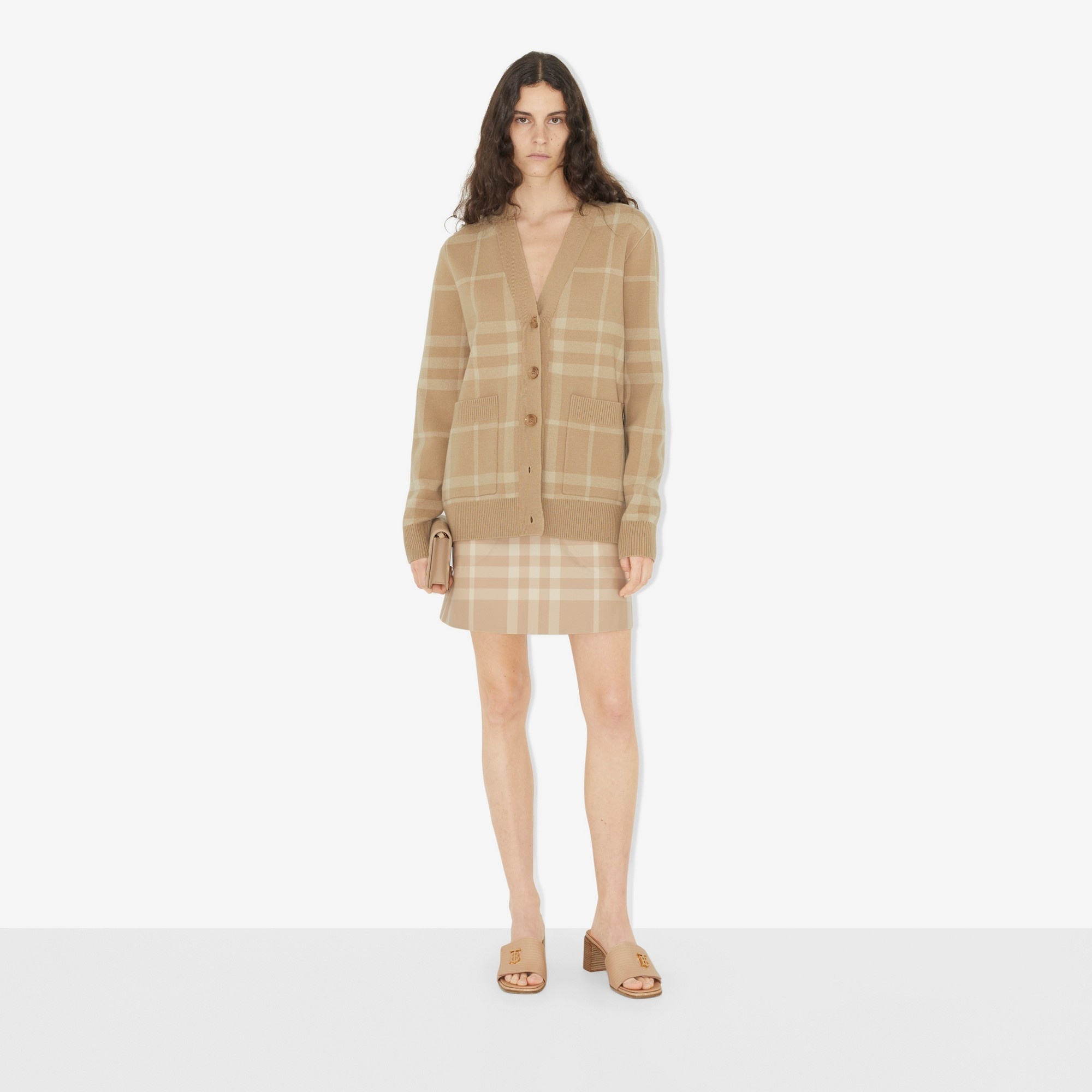 Check Wool Cashmere Jacquard Cardigan - 2