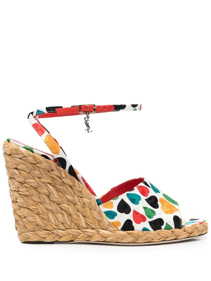 SAINT LAURENT Paloma wedge espadrille sandals outlook