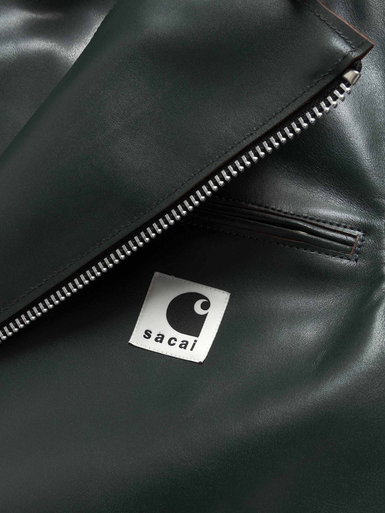 x Carhartt WIP Leather Jacket Green - 2