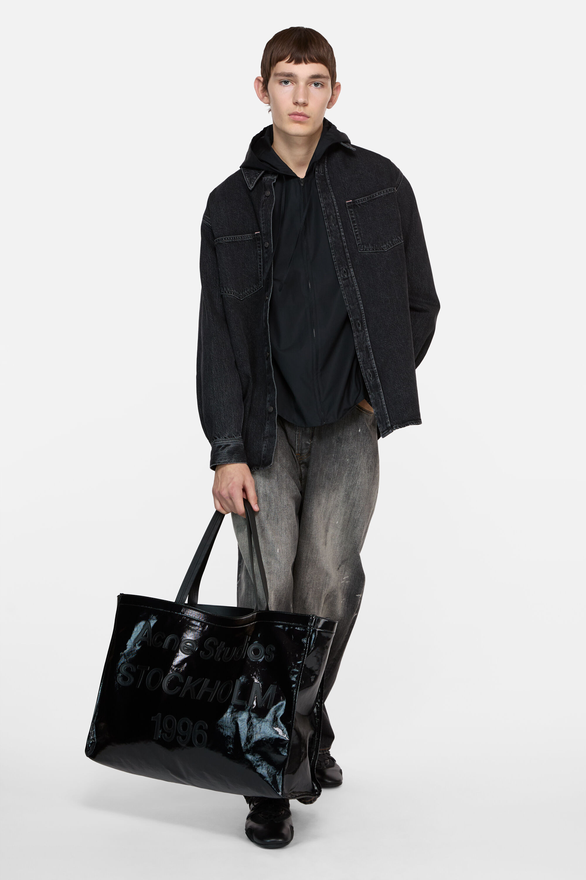 Logo shoulder tote bag - Black - 3