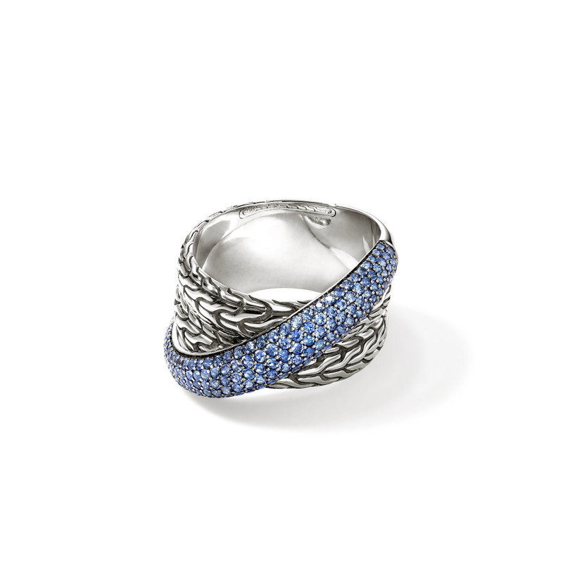 JH Essential Pavé Crossover Ring, Sterling Silver, Gemstones 1