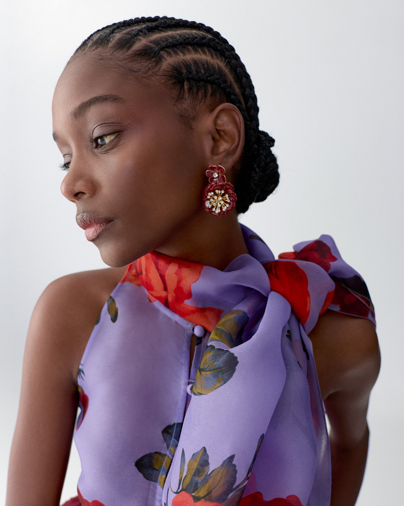 CAROLINA HERRERA Flower Dangle Earrings outlook