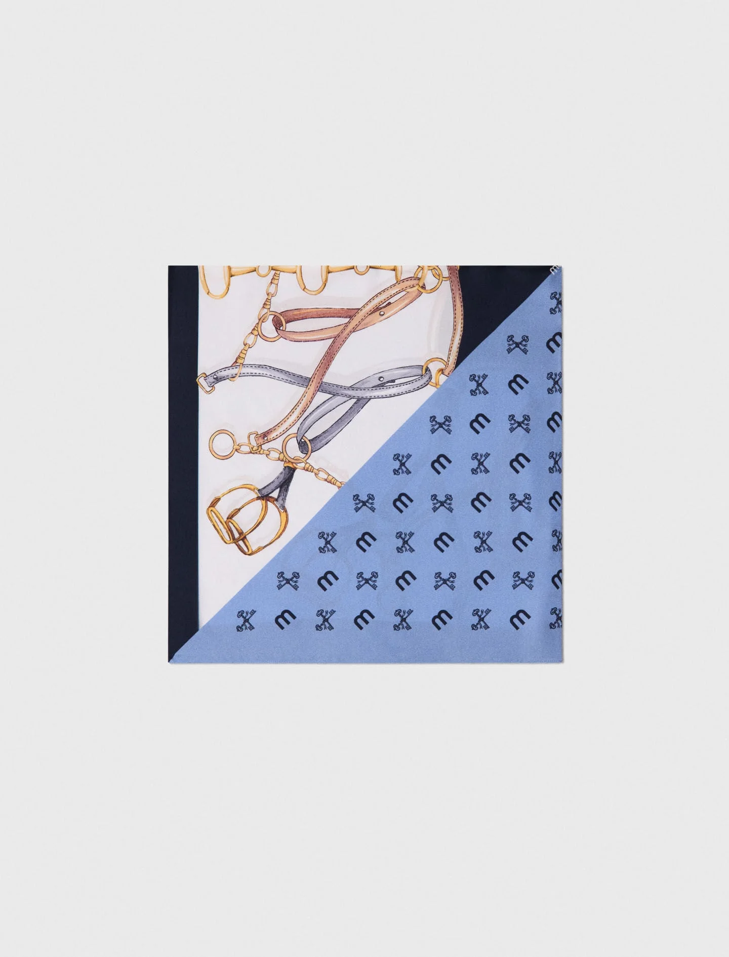 Equestrian motif silk scarf - 1