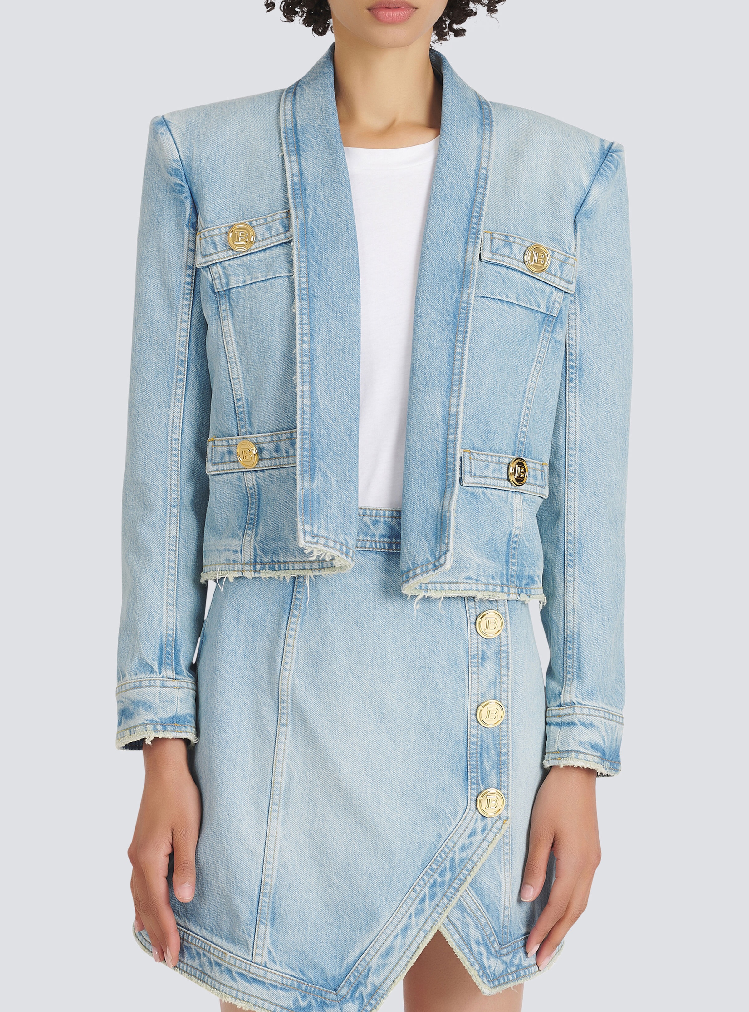 Denim spencer with buttons - 6