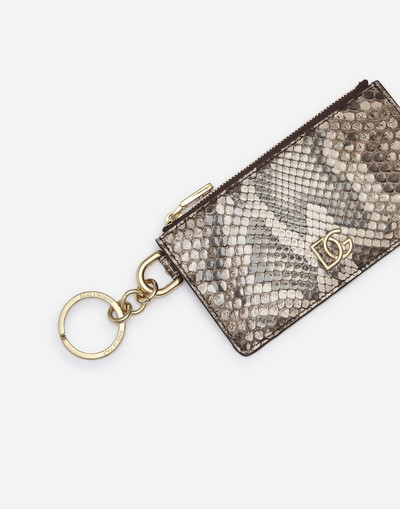 Dolce & Gabbana Python leather card holder with ring and crossover DG logo outlook