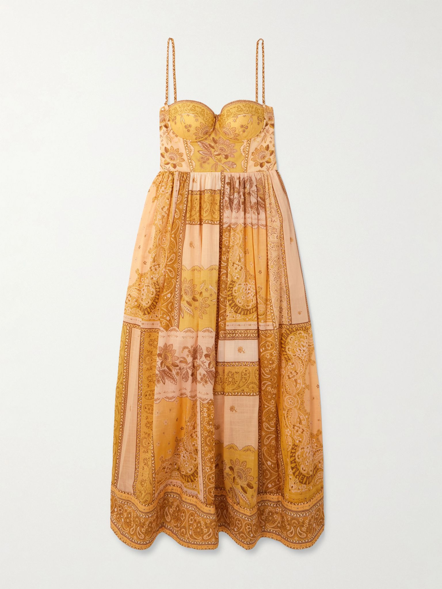 Lucky bandana-print cotton-voile midi dress Yellow - 1