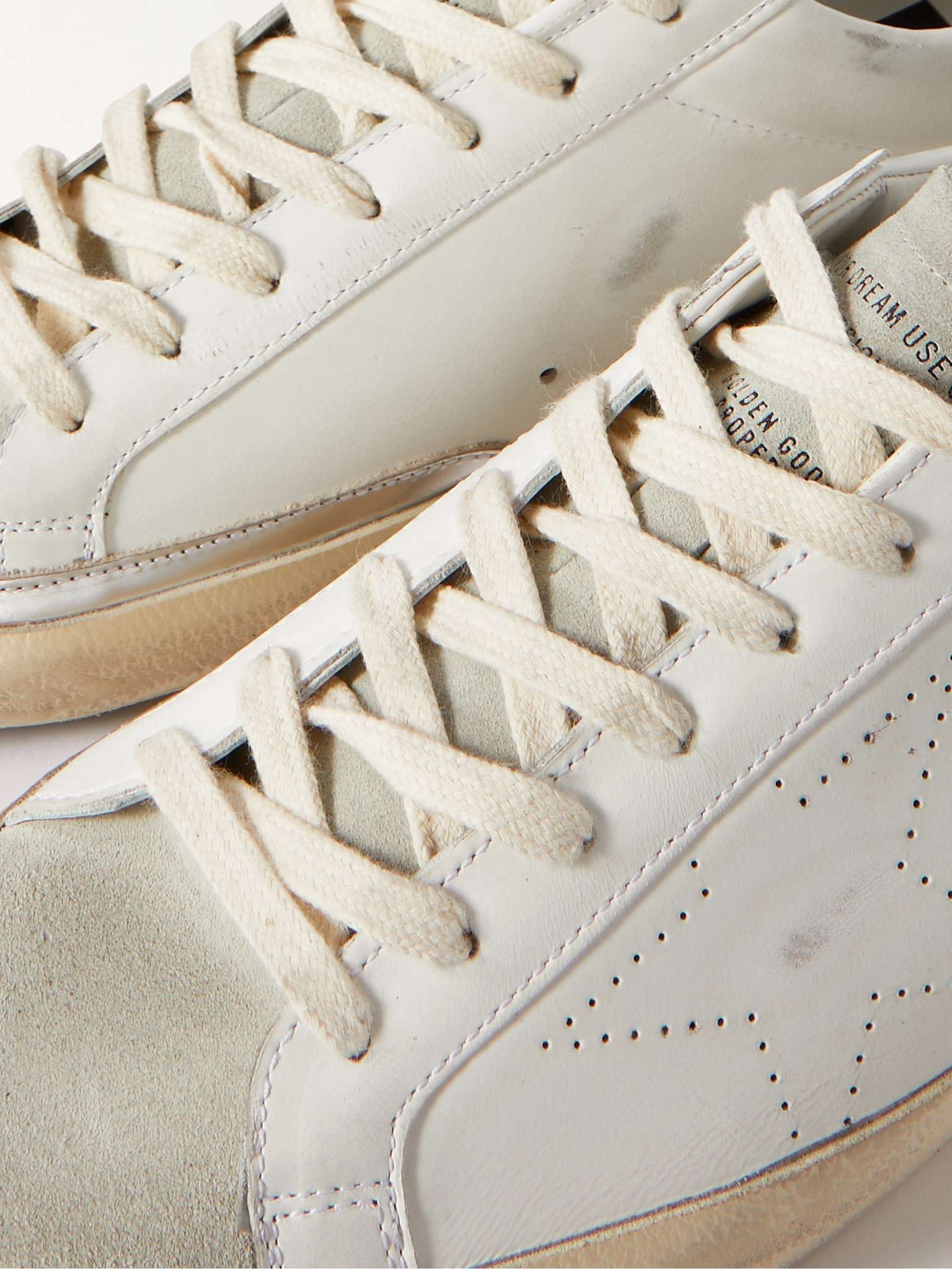 Superstar Distressed Leather and Suede Sneakers - 4