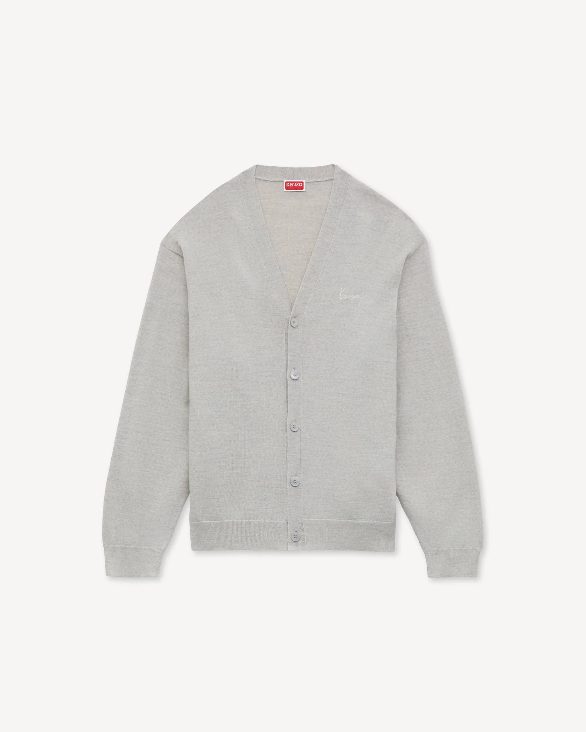 'KENZO Signature' embroidered cardigan in merino wool - 1