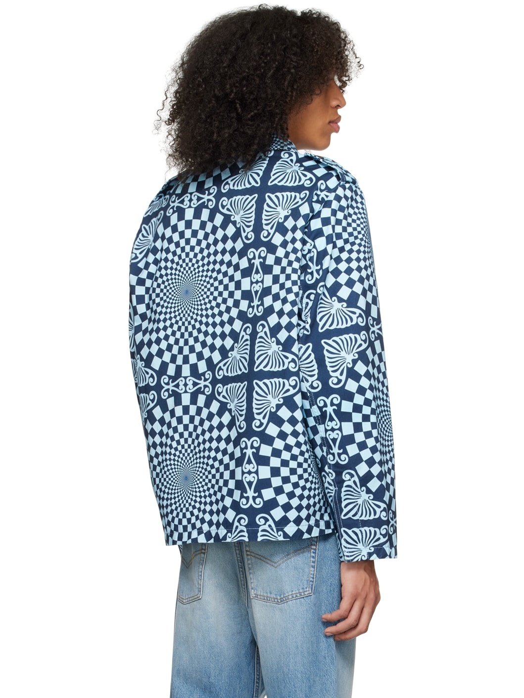 Blue Folk Checkerboard Jacket - 3