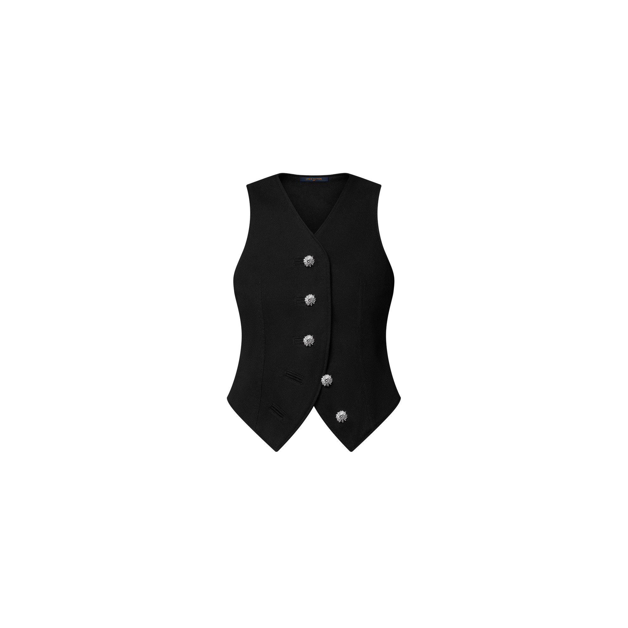 Jewel Button Denim Waistcoat - 1