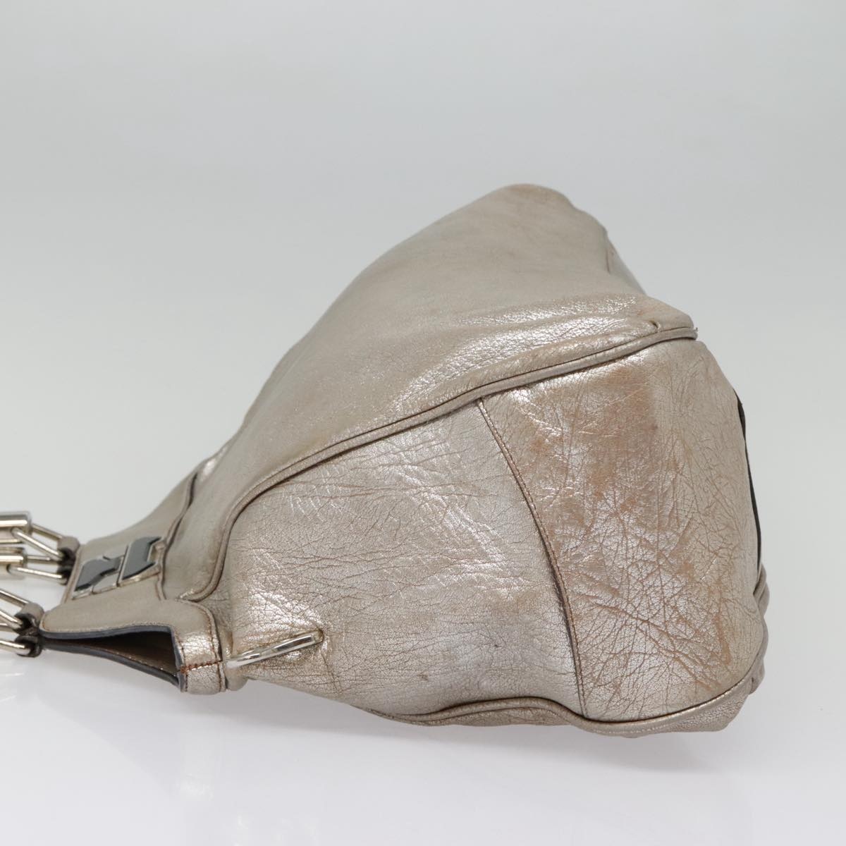 CELINE Hand Bag Leather Silver - 4