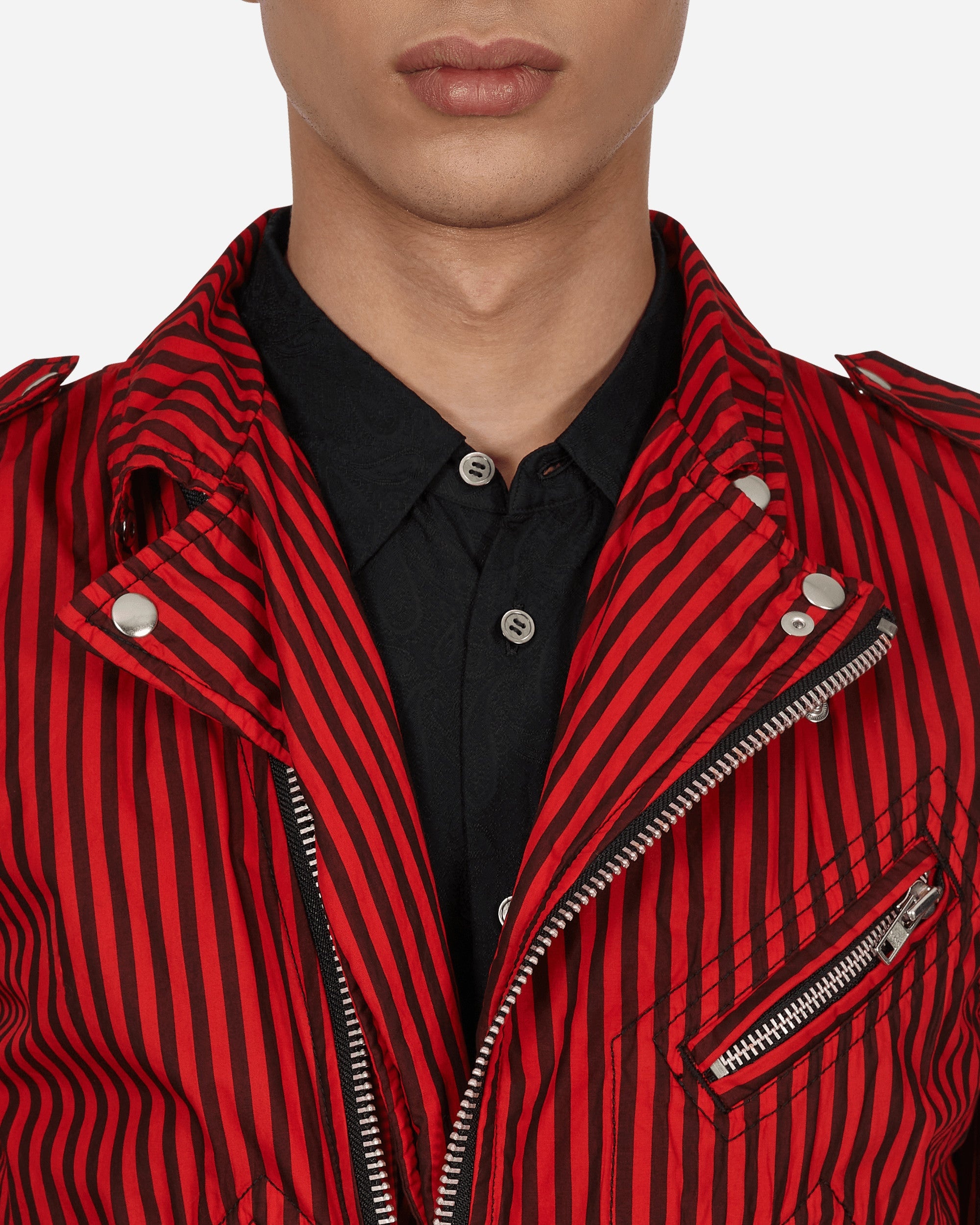 Stripe Biker Jacket Red - 5