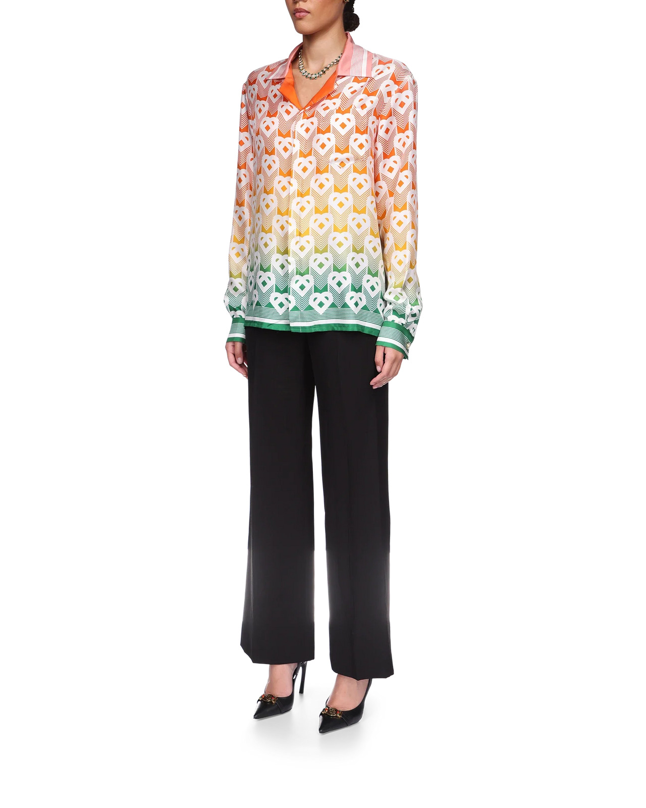 Gradient Heart Monogram Silk Shirt | Casablanca Paris - 3