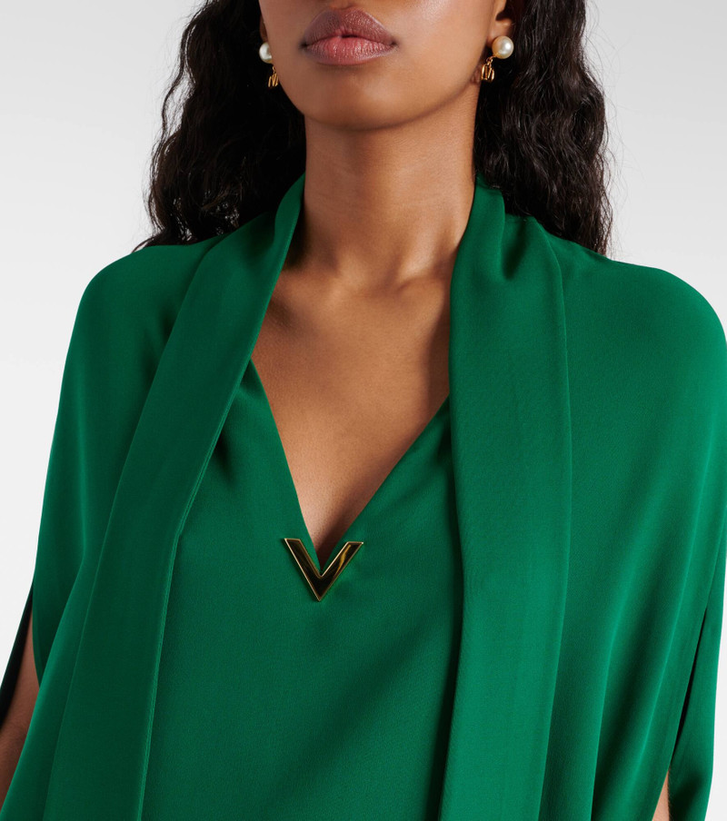 Caped tie-neck silk blouse 4