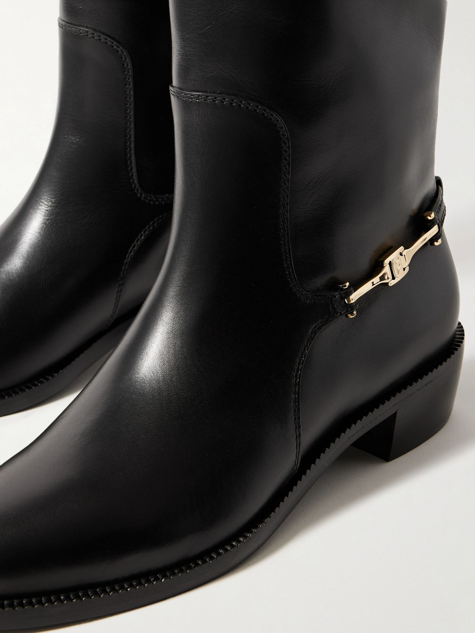 Therma embellished leather knee boots Black - 4