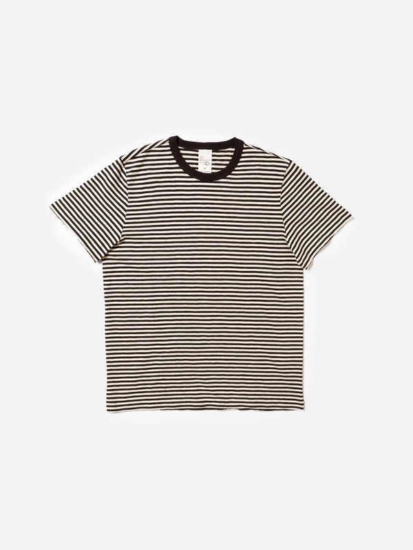 Roy Slub Stripe T-Shirt Ecru/Black - 1