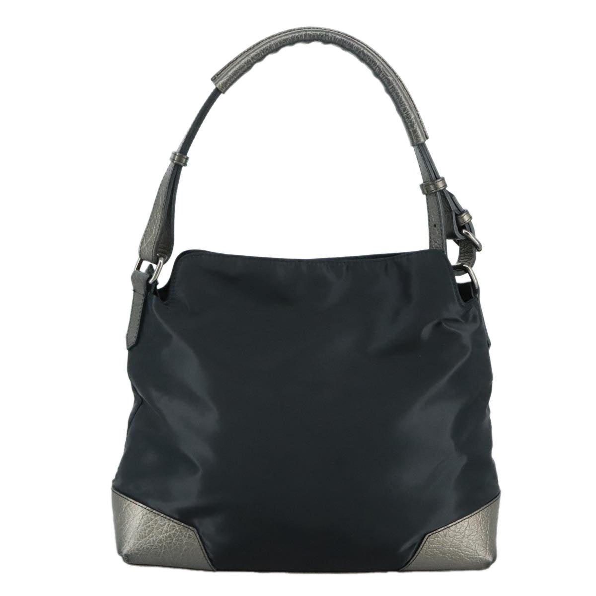 Burberry Shoulder Bag Nylon Leather Black Silver - 3