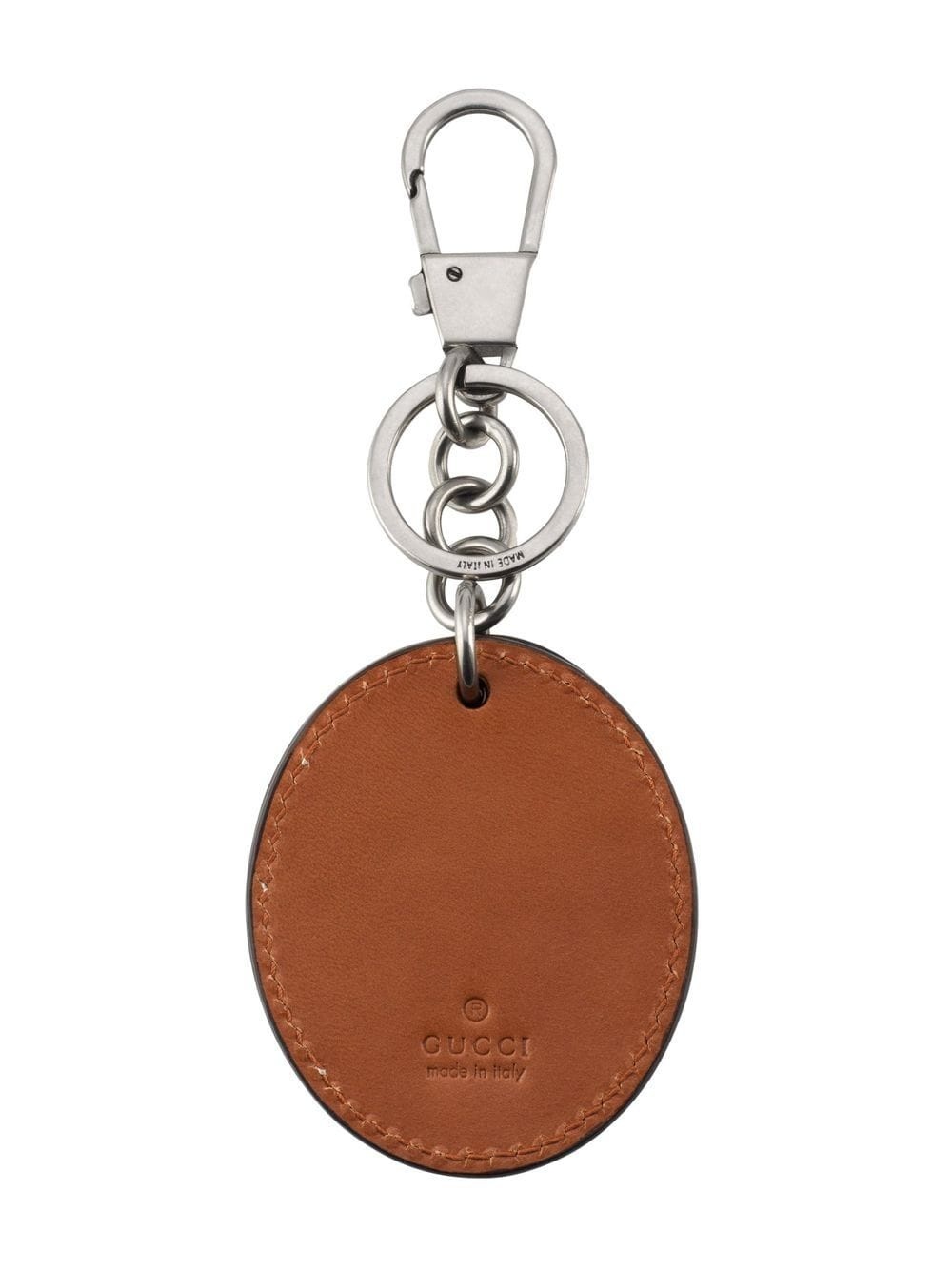 logo-embossed leather keyring - 2