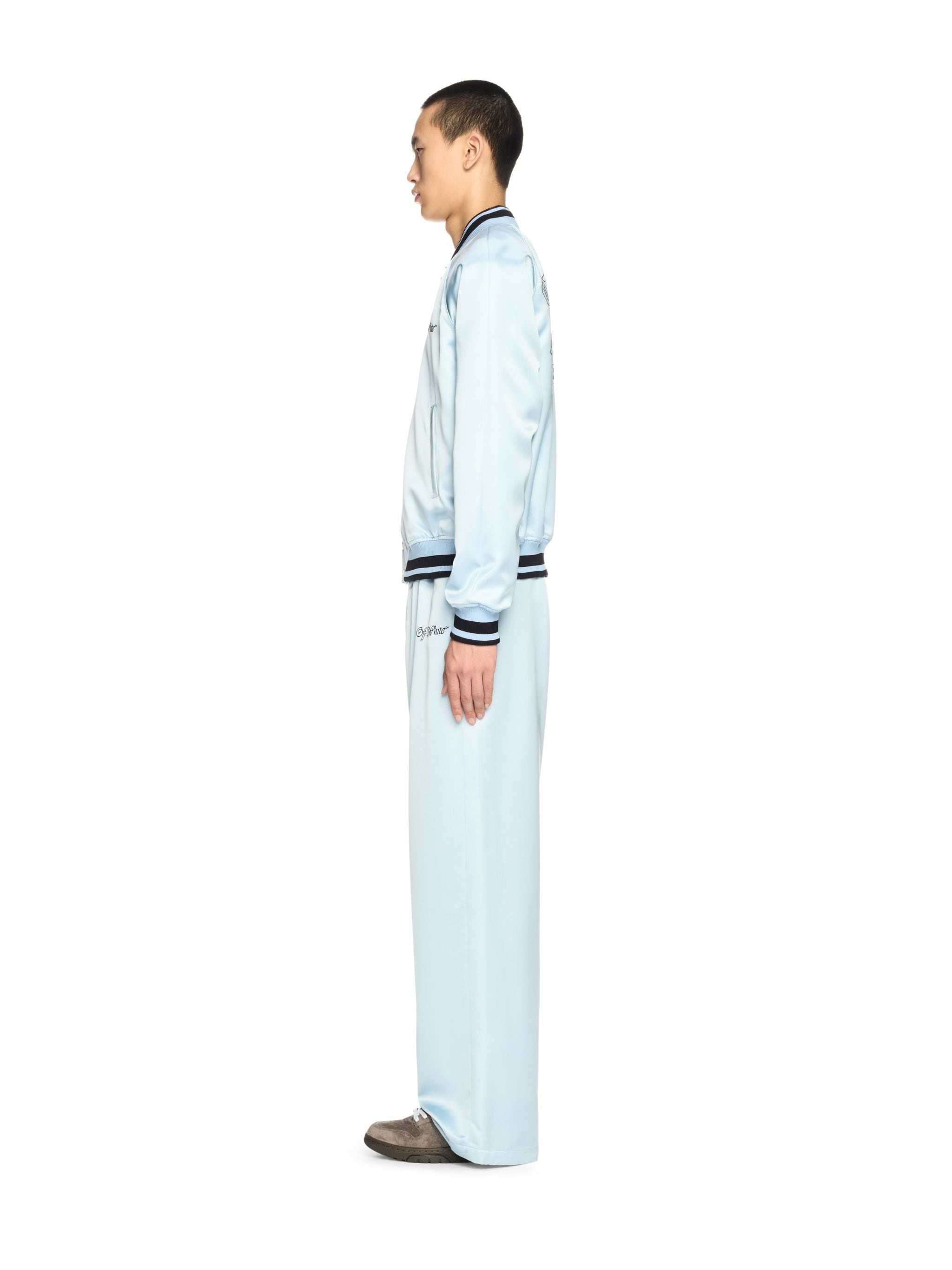 Sky Blue College Satin Souvenir Jacket - 3