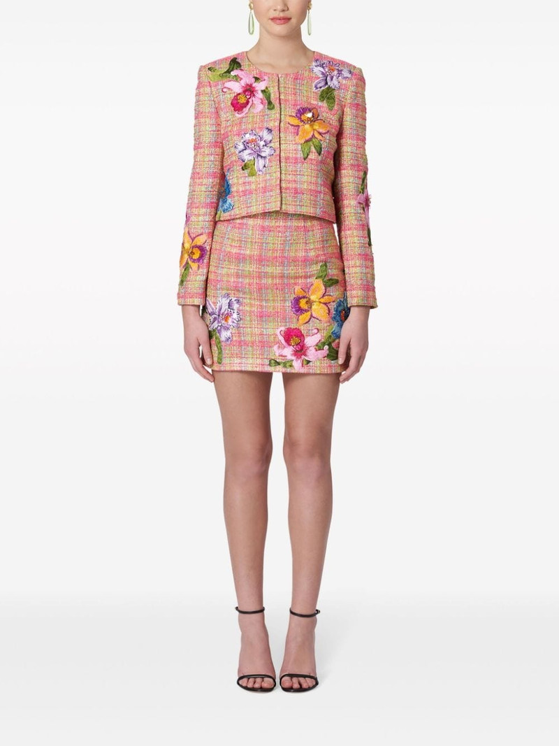 CAROLINA HERRERA floral-embroidered tweed jacket outlook