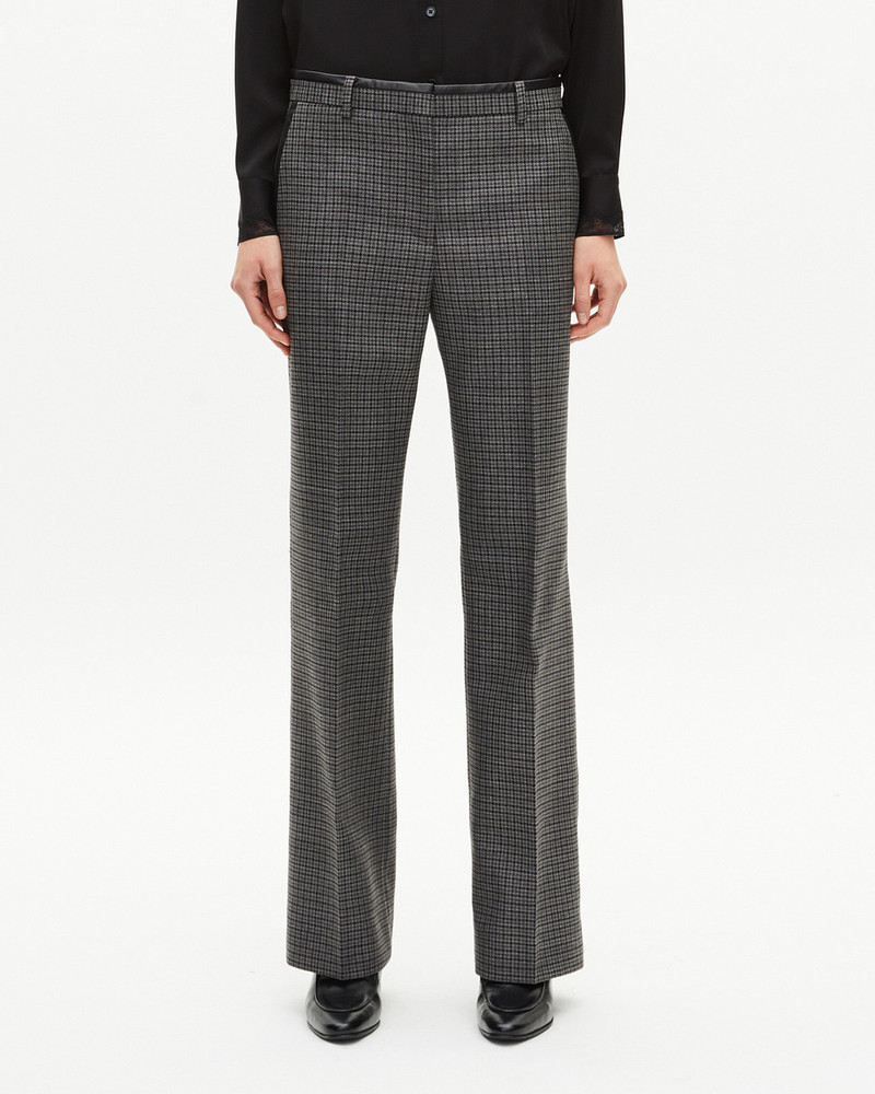 BLACK AND GREY STRAIGHT-LEG TAILORED PANTS 3