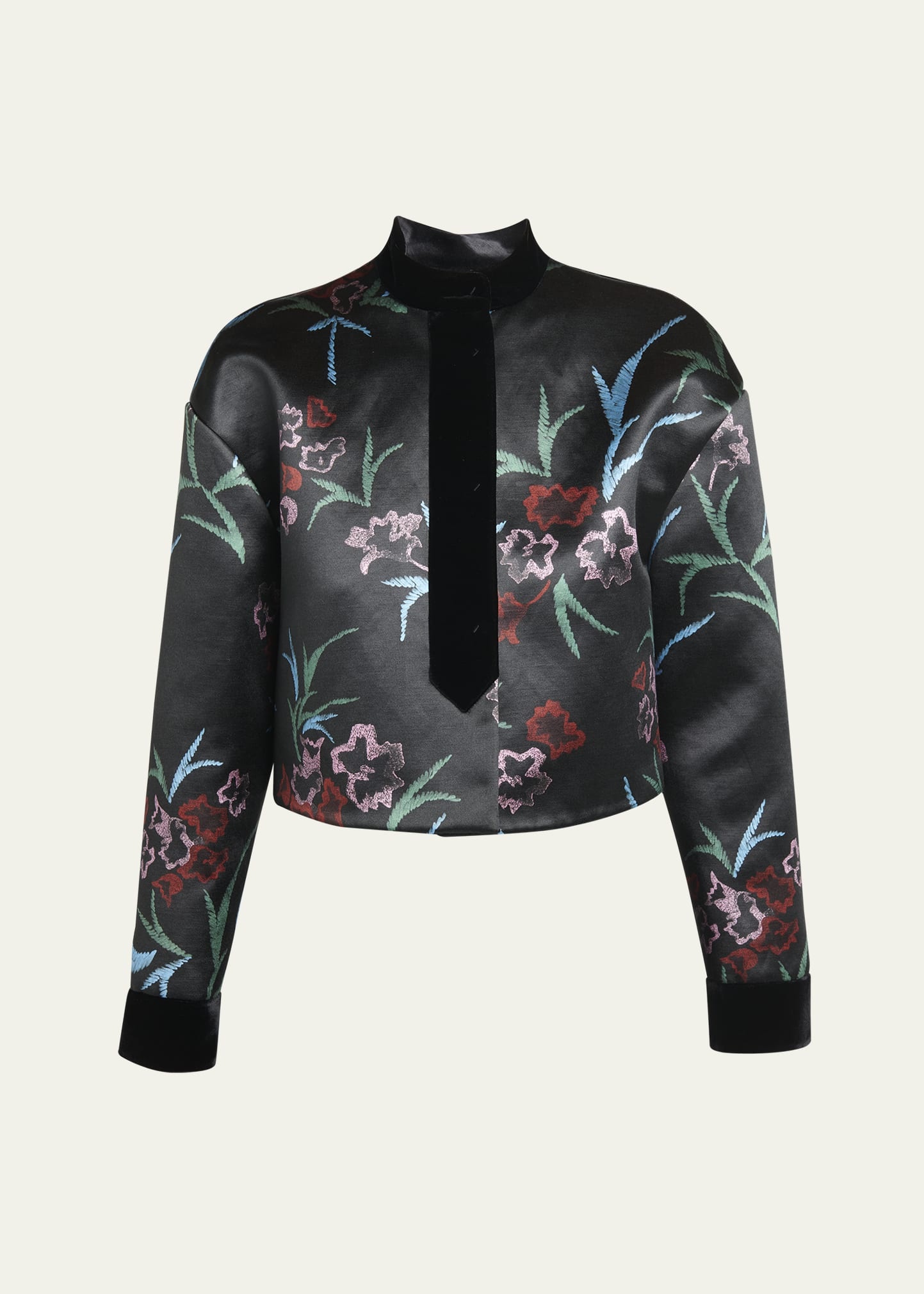 Silk-Blend Floral Shirt Jacket - 1